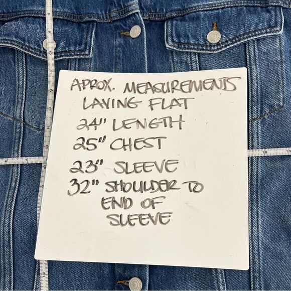 All Saints Women's Size 10 Blue Denim Piper Blue Cut Off Frayed Jean Jacket - Picture 12 of 13